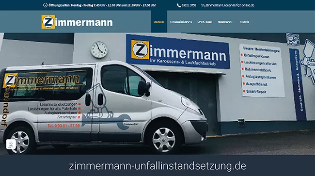 Webseite Zimmermann Unfallinstandsetzung