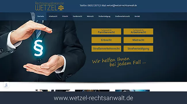 Webseite Rechtsanwalt Wetzel