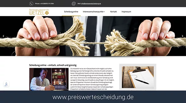 Webseite Preiswerte Scheidung
