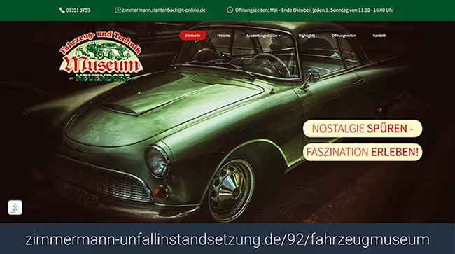 Webseite Fahrzeug Museum 