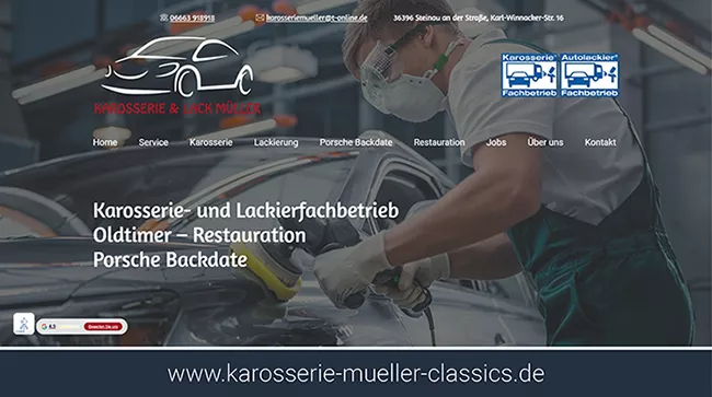 Webseite Karosserie Müller Classics