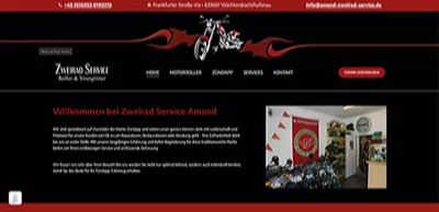 Website von Zweirad Service Amend in Wächtersbach – Webdesign von WebDesign & Marketing