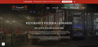 Website des Ristorante Pizzeria Leonardo in Bad Orb – Webdesign von WebDesign & Marketing