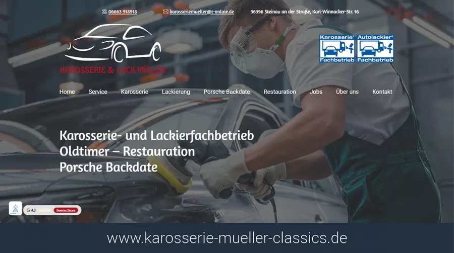 Webdesign-Referenz Karosserie Müller Classics im Main-Kinzig-Kreis
