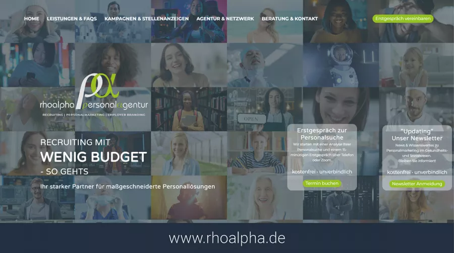 Webdesign-Referenz rhoalpha Personaldental im Main-Kinzig-Kreis